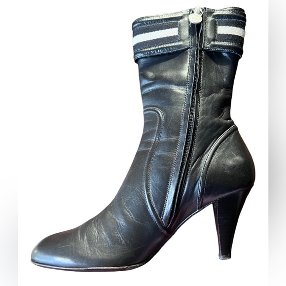 BALLY Black Leather Mid-Calf Boots Size 8.5 - Picture 12 of 16